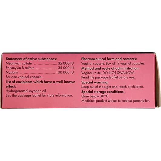 Polygynax Innothera Chouzy (Viên đặt) trị viêm âm đạo, âm hộ (12 viên)