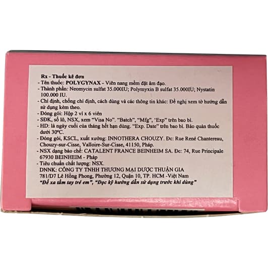 Polygynax Innothera Chouzy (Viên đặt) trị viêm âm đạo, âm hộ (12 viên)